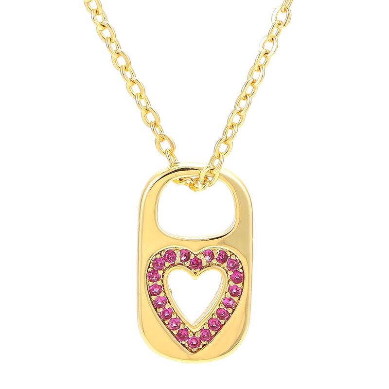 Retro Hollow Lock Heart Micro-inlaid Zircon Copper Necklace Wholesale Nihaojewelry