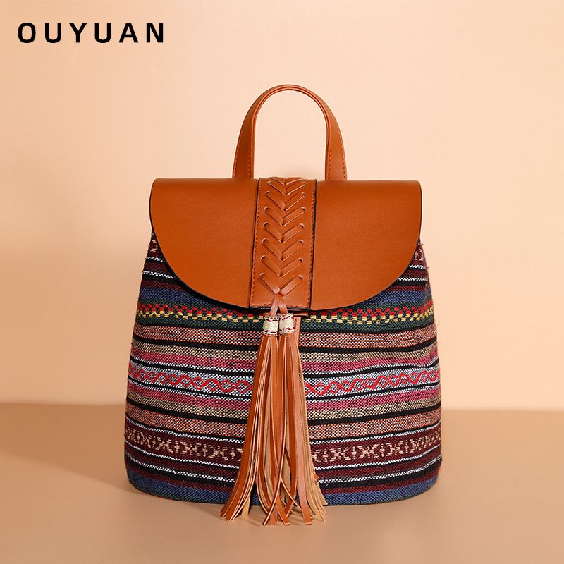 New Style Ethnic Woven Tassel Backpack Wholesale Nihaojewelry