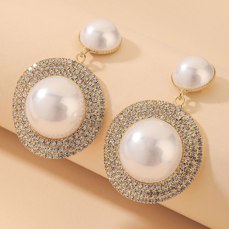 Vente En Gros Boucles D&#39;oreilles Pendantes En Perles De Strass Nihaojewelry