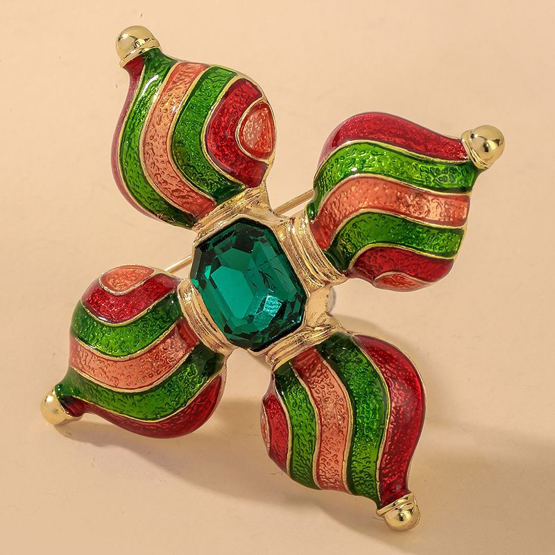 Großhandel Schmuck Retro Smaragd Kristall Blume Brosche Nihaojewelry