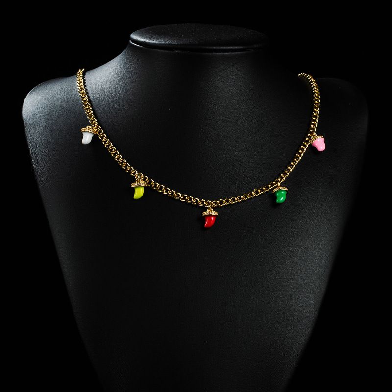18k Color Small Pendant Copper Necklace Wholesale Nihaojewelry