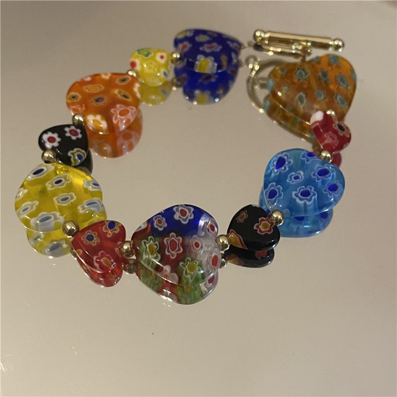 Farbe Blume Herzform Harz Glas Armband Großhandel Schmuck Nihaojewelry