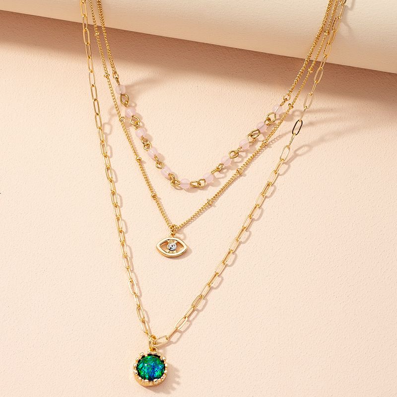 Korean Retro Fashion Emerald Necklace Wholesale Nihaojewelry