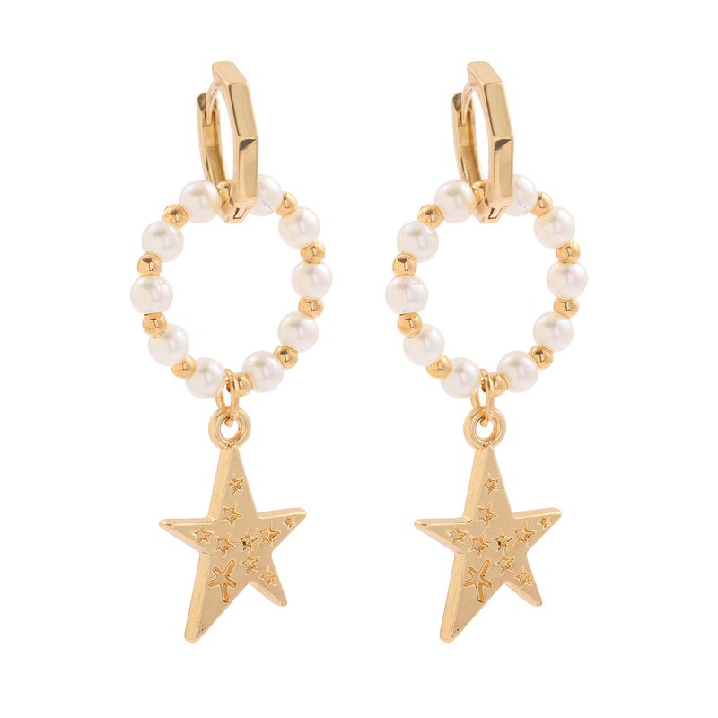 Wholesale Pendientes De Aleación De Estrella De Perlas Multicapa De Estilo Coreano Nihaojewelry