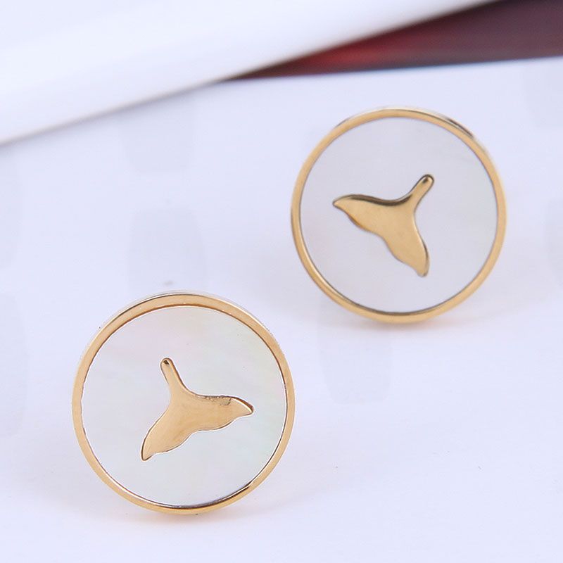 Wholesale Jewelry Fish Tail Round Titanium Steel Stud Earrings Nihaojewelry
