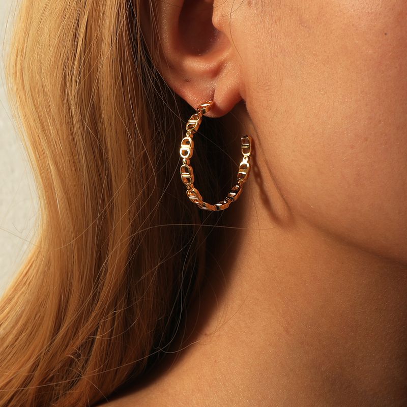 Boucles D&#39;oreilles Créoles En Cuivre Chaîne Géométrique Créative En Gros Nihaojewelry
