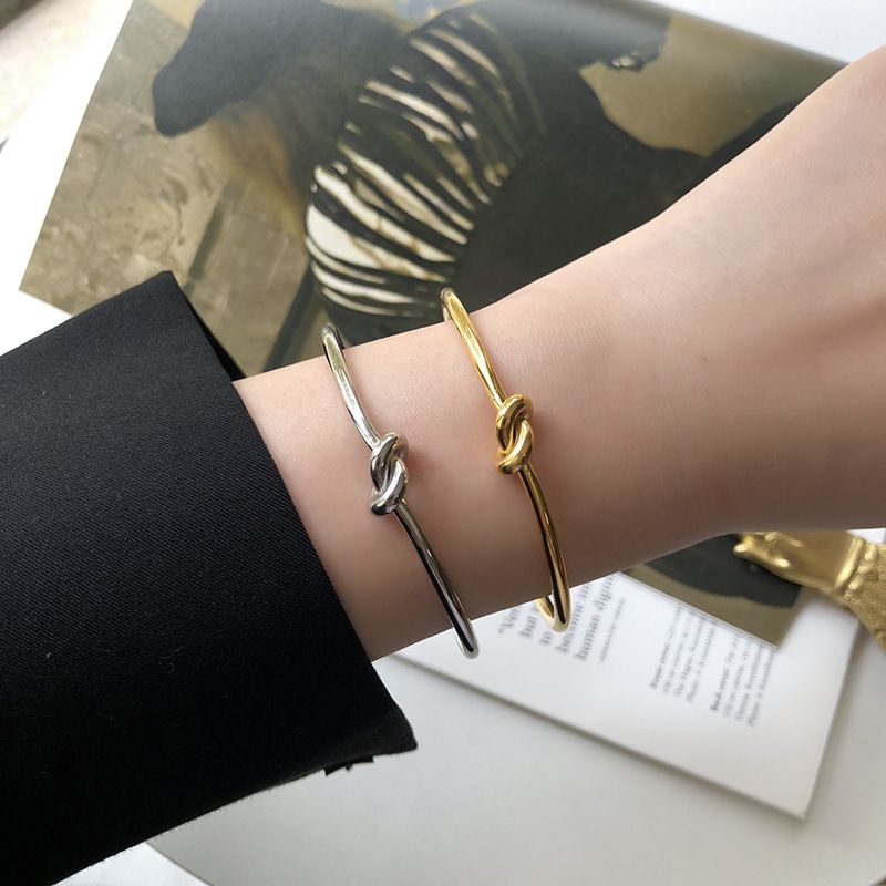 Simple Knotted Titanium Steel Plated 18k Gold Bracelet Wholesale Nihaojewelry
