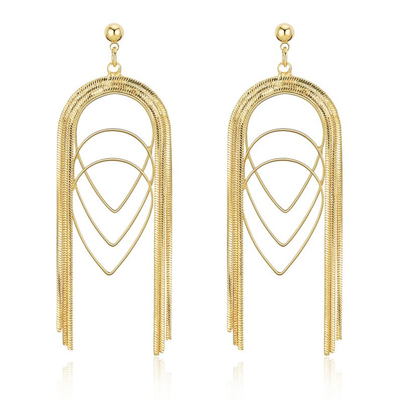 Fashion Copper Thin Chain Multi-layer Drop-shaped Long Earrings Wholesale Nihaojewelry
