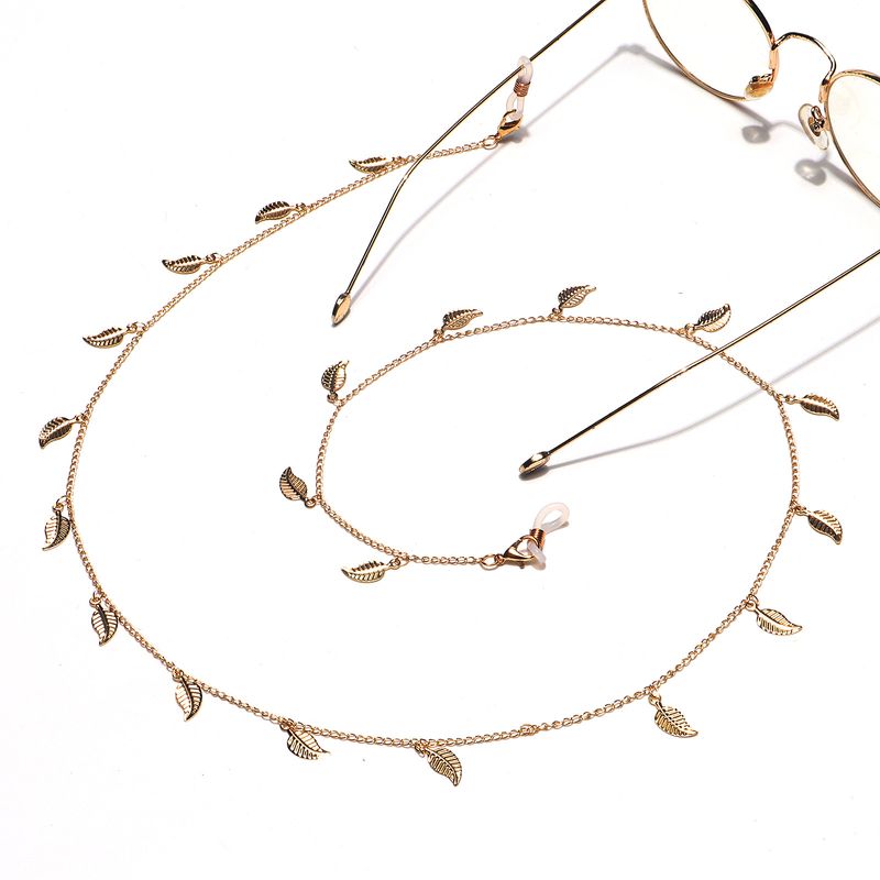 Fashion Simple Golden Copper Leaf-shaped Glasses Chain Wholesale Nihaojewelry