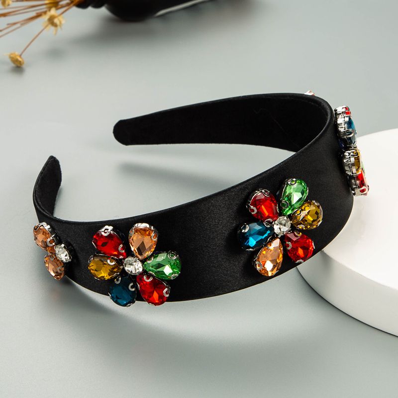Retro Broad Brim Stained Glass Drill Headband Wholesale Nihaojewelry