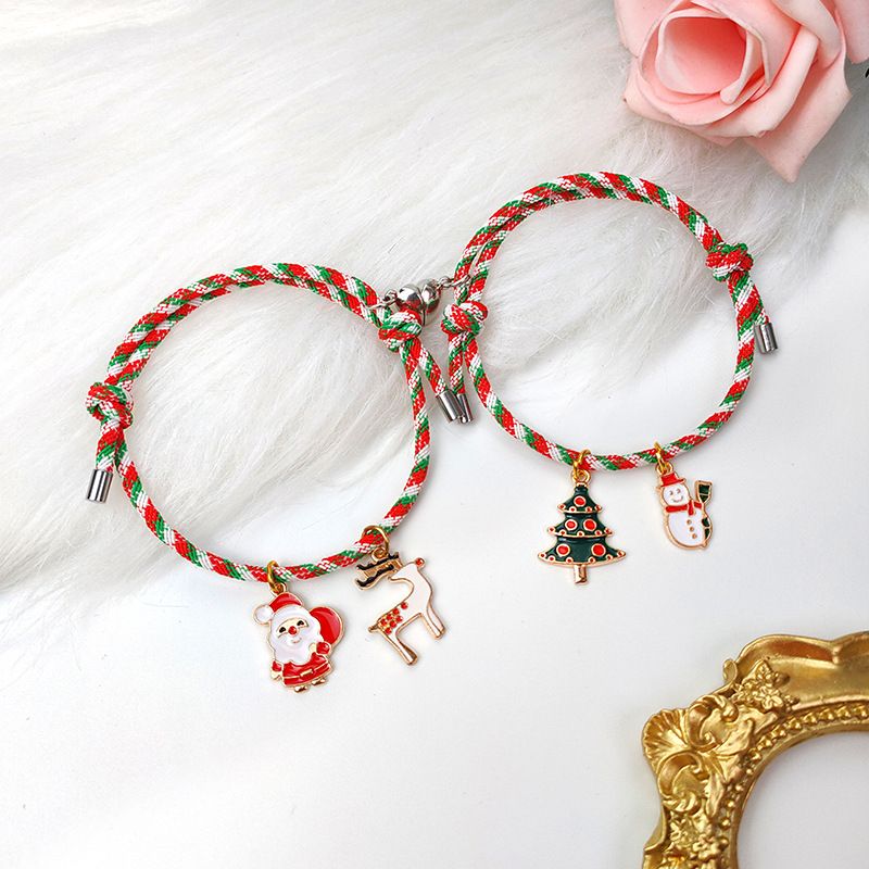 الجملة مجوهرات عيد الميلاد شجرة سانتا كلوز الأيائل مغناطيس أساور زوج مجموعة Nihaojewelry