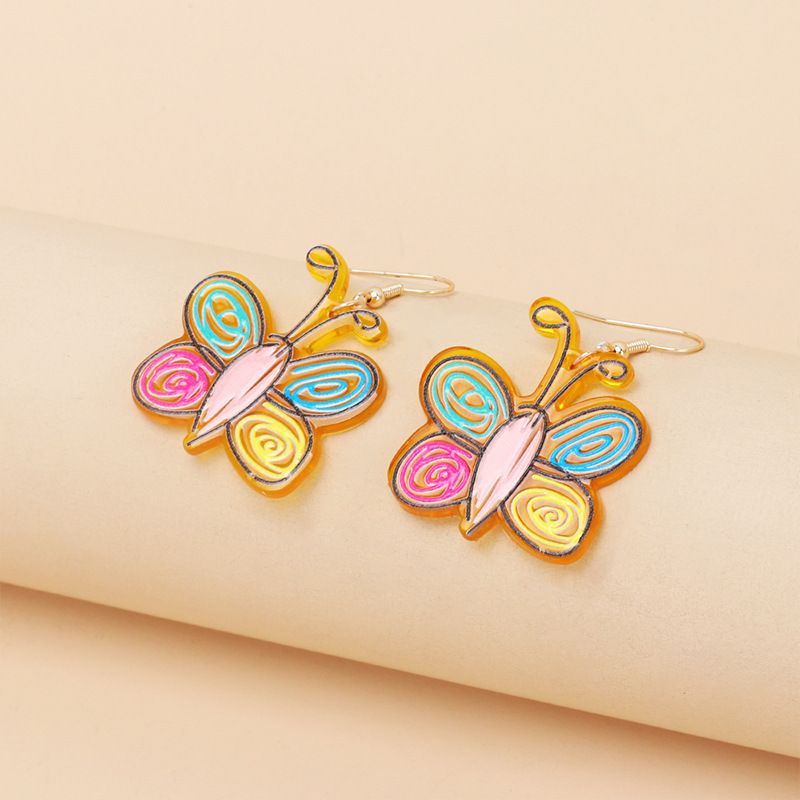 Wholesale Jewelry Cute Cartoon Color Butterfly Pendant Earrings Nihaojewelry