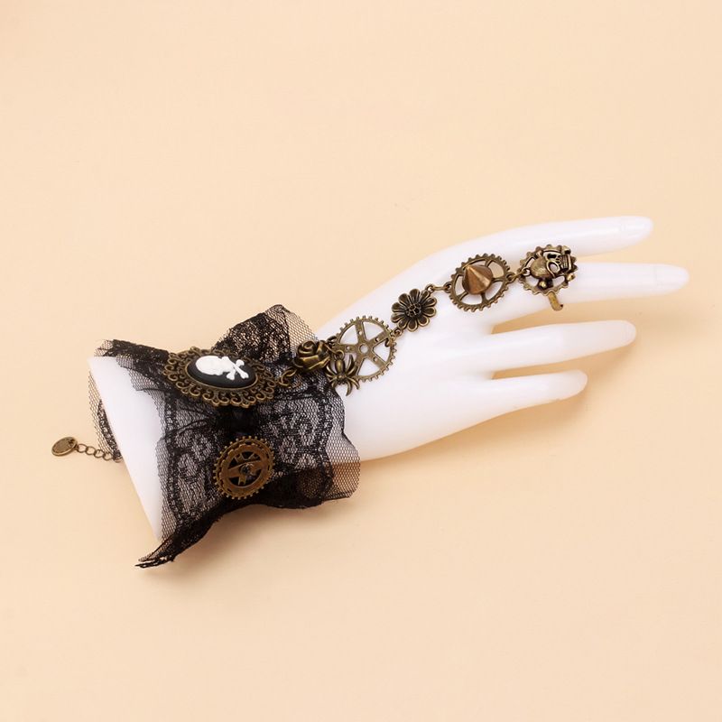Wholesale Jewelry Punk Lace Skull Ring Bracelet Nihaojewelry