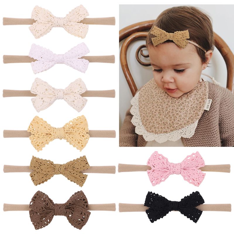 En Gros Couleur Pure Dentelle Arc Enfants Bandeau Nihaojewelry