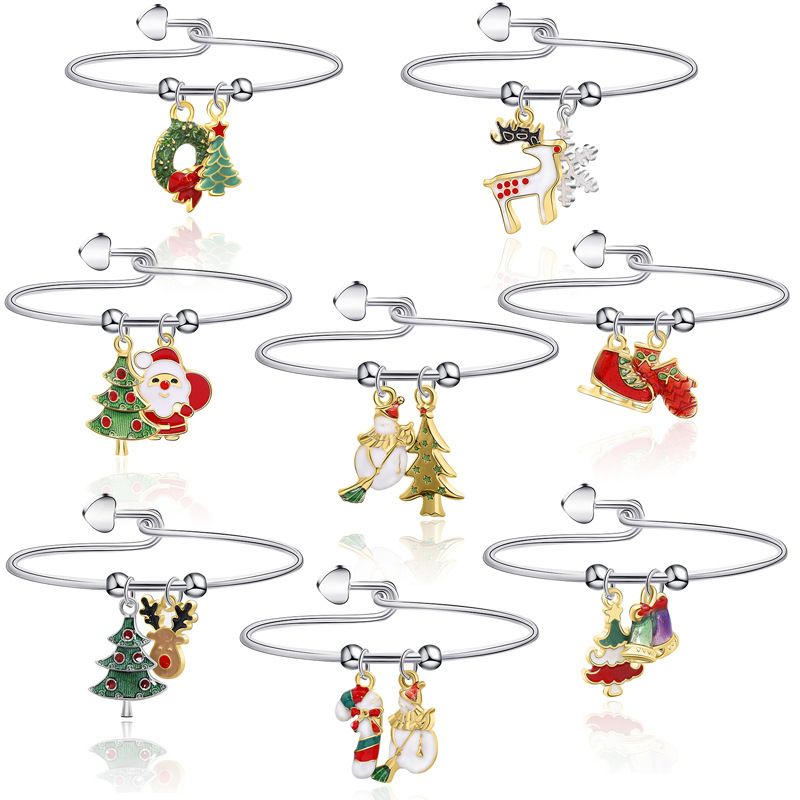 Europäische Und Amerikanische Neue Weihnachts Rentier Weihnachts Mann Weihnachts Baum Süßigkeiten Anhänger Armband Damen Weihnachts Serie Armband