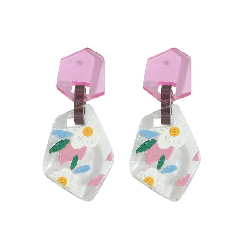 Wholesale Jewelry Cute Color Flower Irregular Transparent Pendant Earrings Nihaojewelry