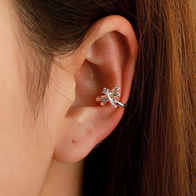 Wholesale Jewelry Retro U-shaped Dragonfly Copper Inlaid Zircon Ear Clip Nihaojewelry