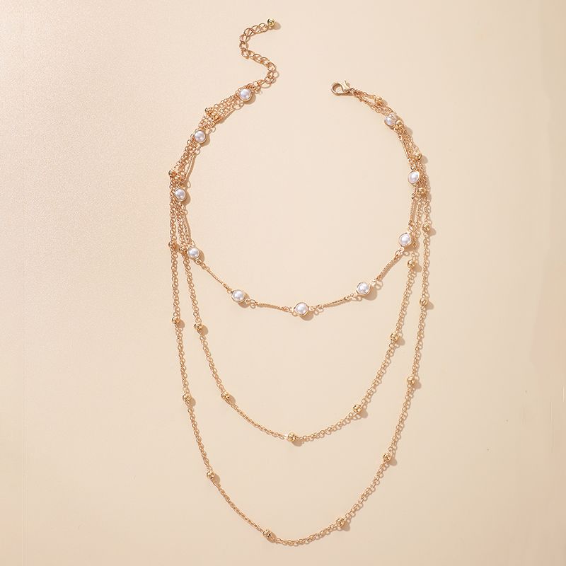 Korean Geometric Multi-layer Pearl Necklace Wholesale Nihaojewelry