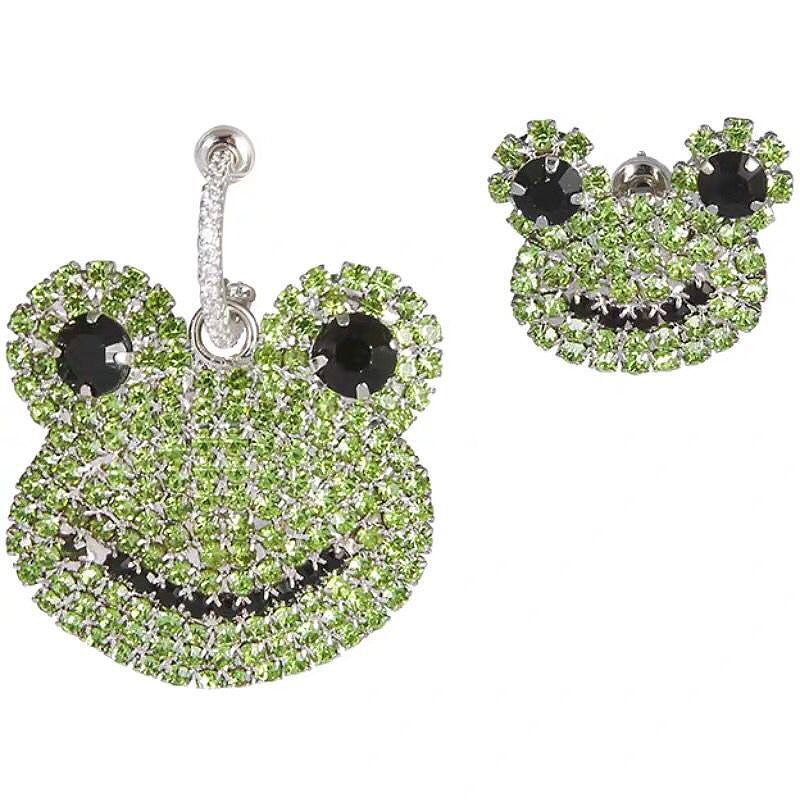 Korean Fashion Diamond Frog Asymmetrical Stud Earrings Wholesale Nihaojewelry