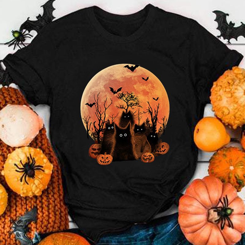 Frau T-shirt Kurzarm T-shirts Drucken Lässig Halloween-muster
