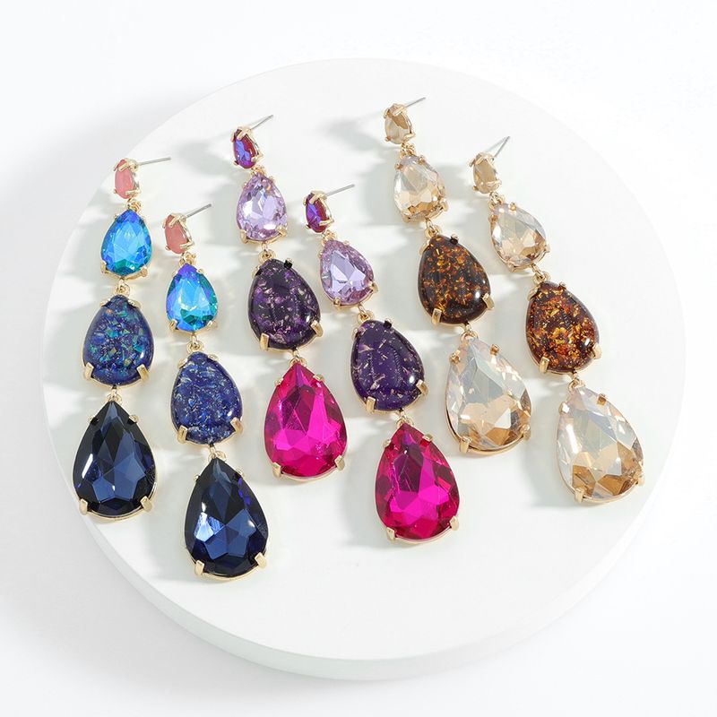 Vintage Gem Long Drop-shaped Colorful Earrings Wholesale Nihaojewelry