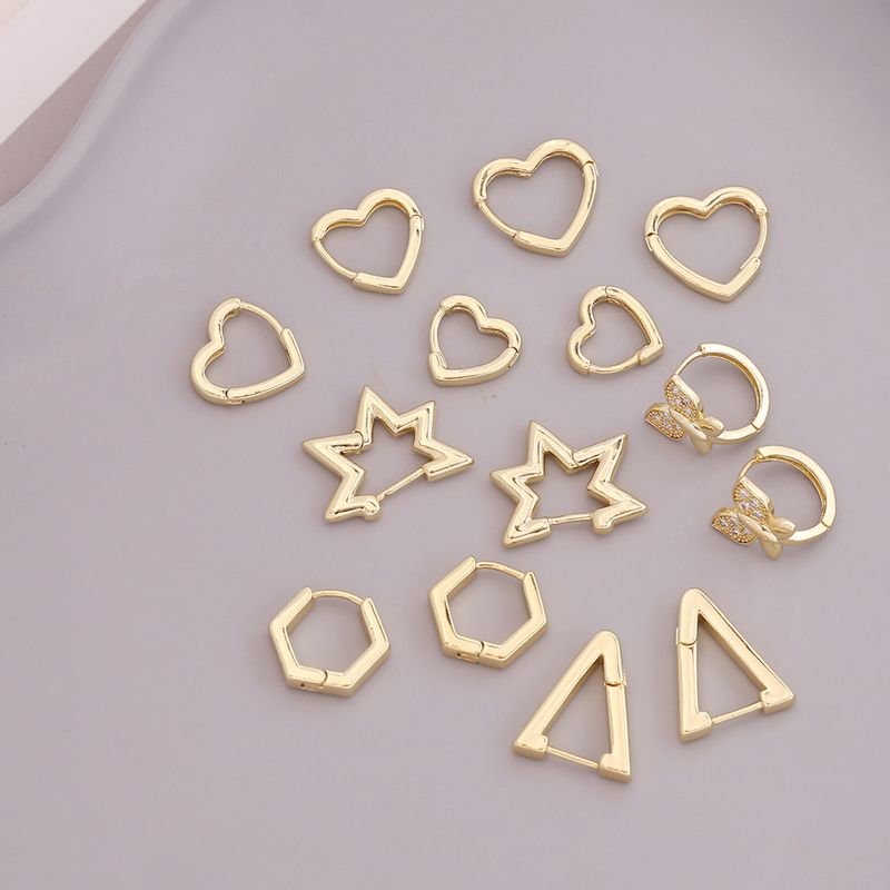 Europe And America Cross Border New Geometric Metal 18k Gold Earrings Simple Personality Gothic Stud Earrings Nightclub Earrings E360