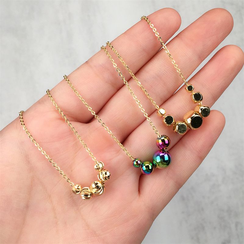 Wholesale Jewelry Retro Gold-plated Copper Beaded Necklace Nihaojewelry