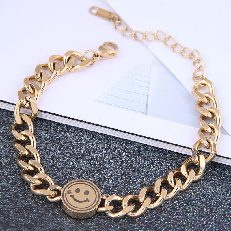 Moda Metal Smiley Pulsera De Acero De Titanio Al Por Mayor Nihaojewelry