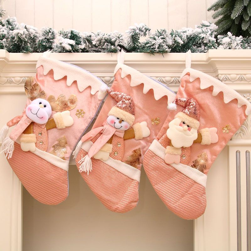 Cartoon New Pink Large Christmas Santa Stocking Wholesale Nihaojewelry