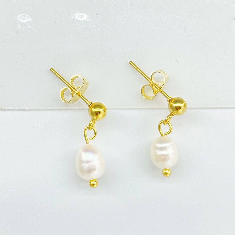 Retro Oval Irregular Pearl Stud Earrings Wholesale Nihaojewelry