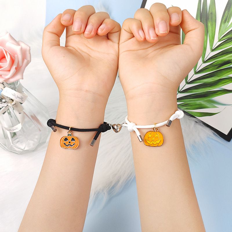 Wholesale Jewelry Halloween Pumpkin Pendant Magnet Bracelet A Pair Set Nihaojewelry