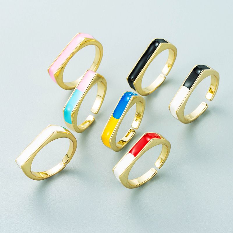 Simple Flat U-shaped Color Copper Gold-plated Ring Wholesale Nihaojewelry
