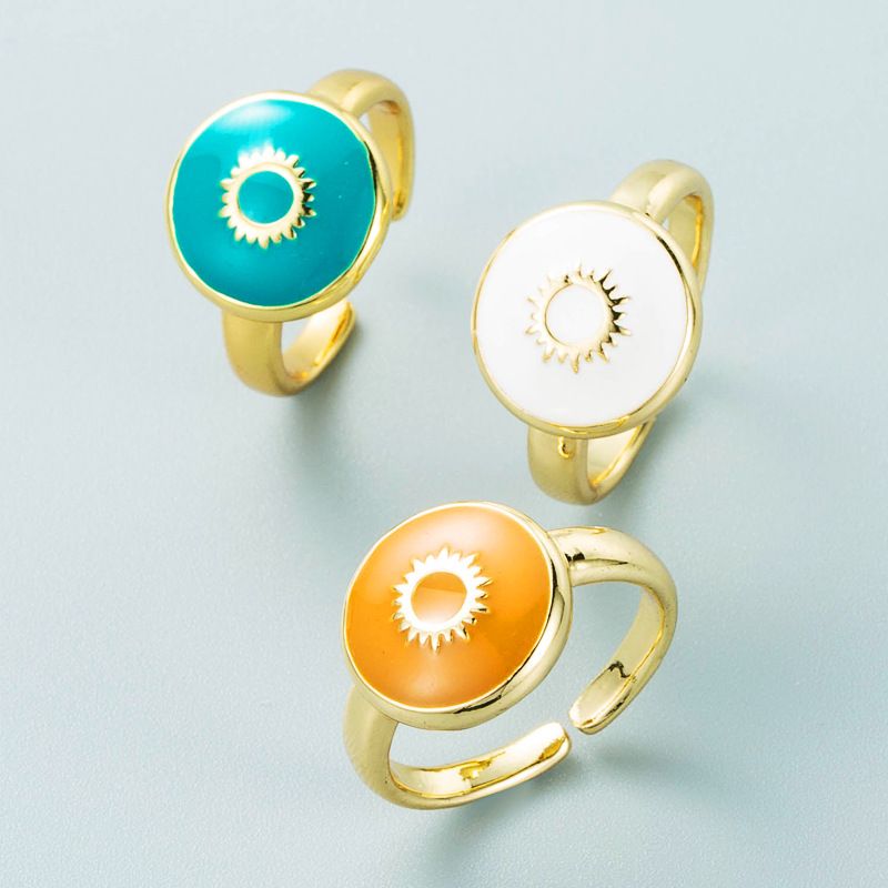 Retro Copper Gold-plated Circular Sun Ring Wholesale Nihaojewelry