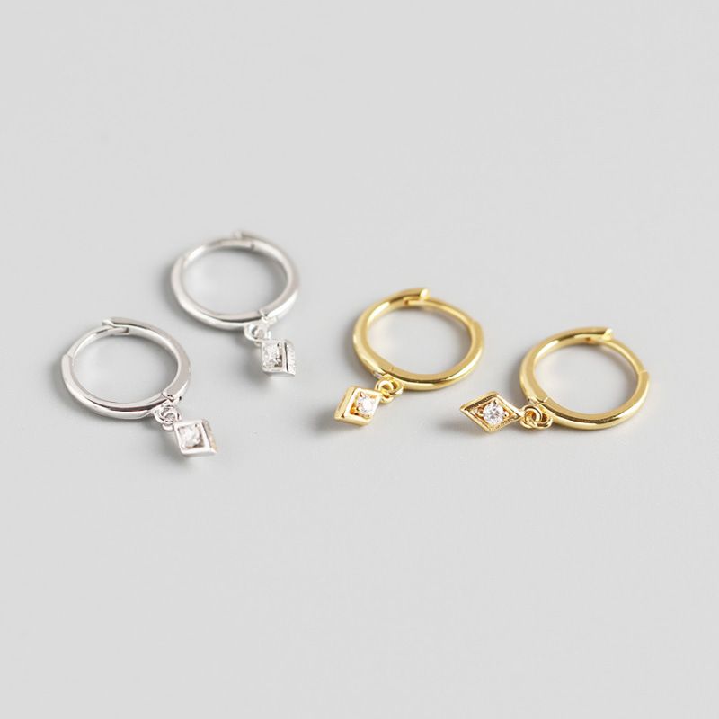 Boucles D&#39;oreilles Diamant Géométriques En Argent Sterling S925 En Gros Nihaojewelry