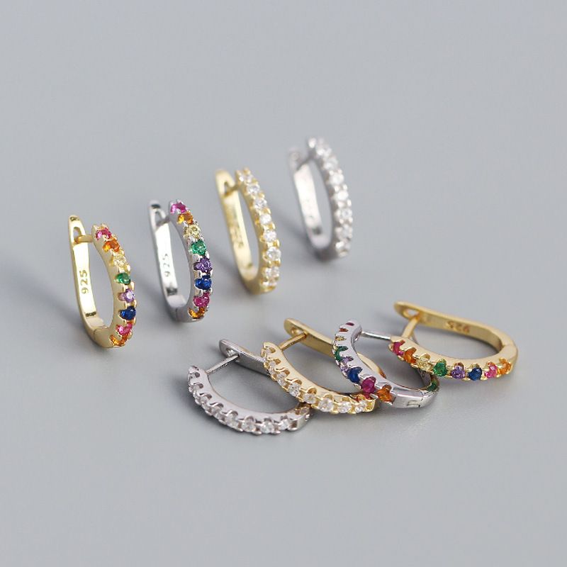 S925 فضة هندسية U على شكل صف الماس الأذن مشبك الجملة Nihaojewelry