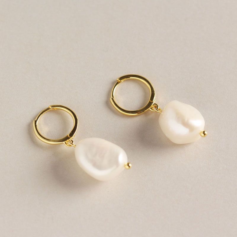 S925 Sterling Silver Irregular Freshwater Pearl Earrings Wholesale Nihaojewelry