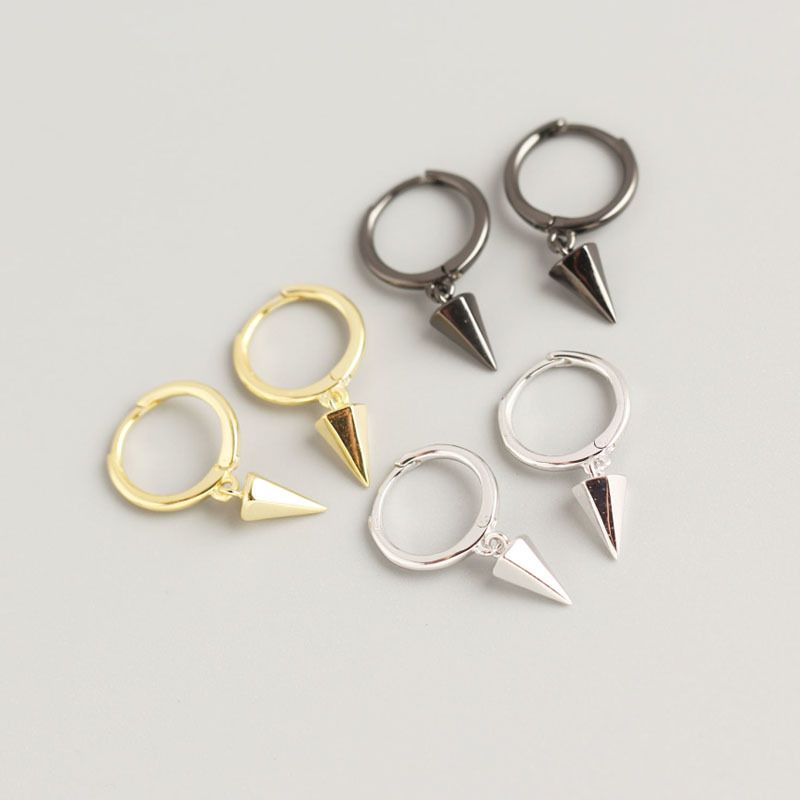 أقراط S925 من الفضة الإسترلينية هندسية سداسية الشكل على شكل مخروط للبيع بالجملة Nihaojewelry
