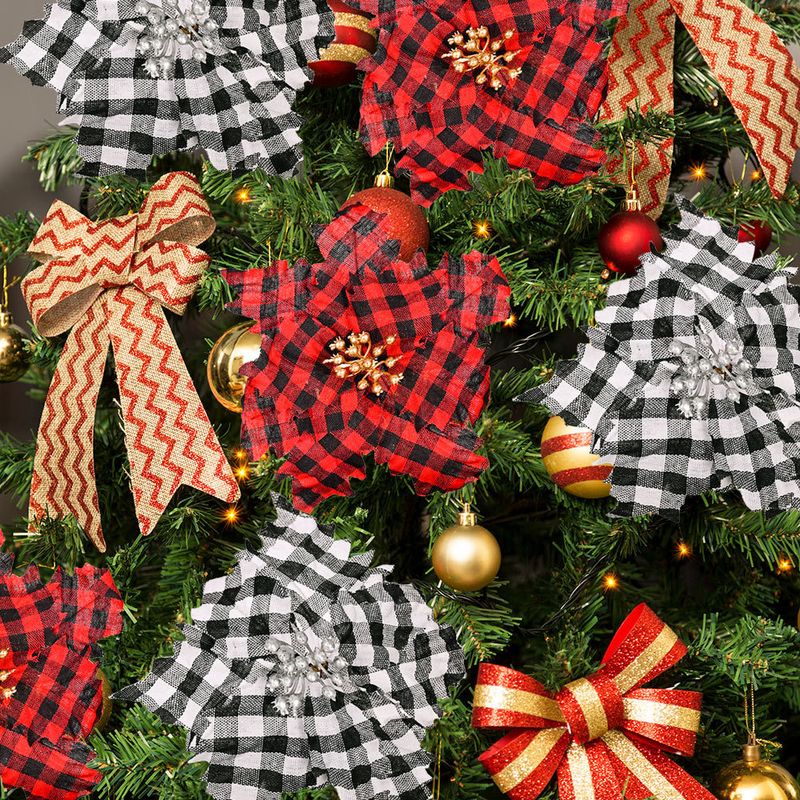 Christmas Plaid Cloth Flower Decoration Wholesale Nihaojewelry