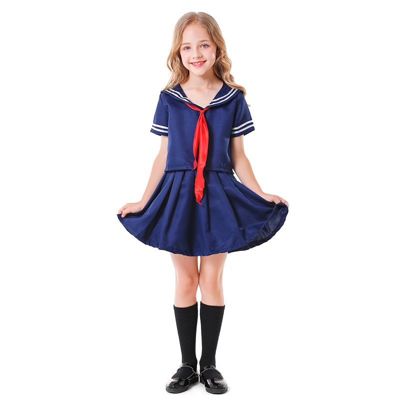 Wholesale Children's Dark Blue Sailor Split Pleated Skirt Nihaojewelry