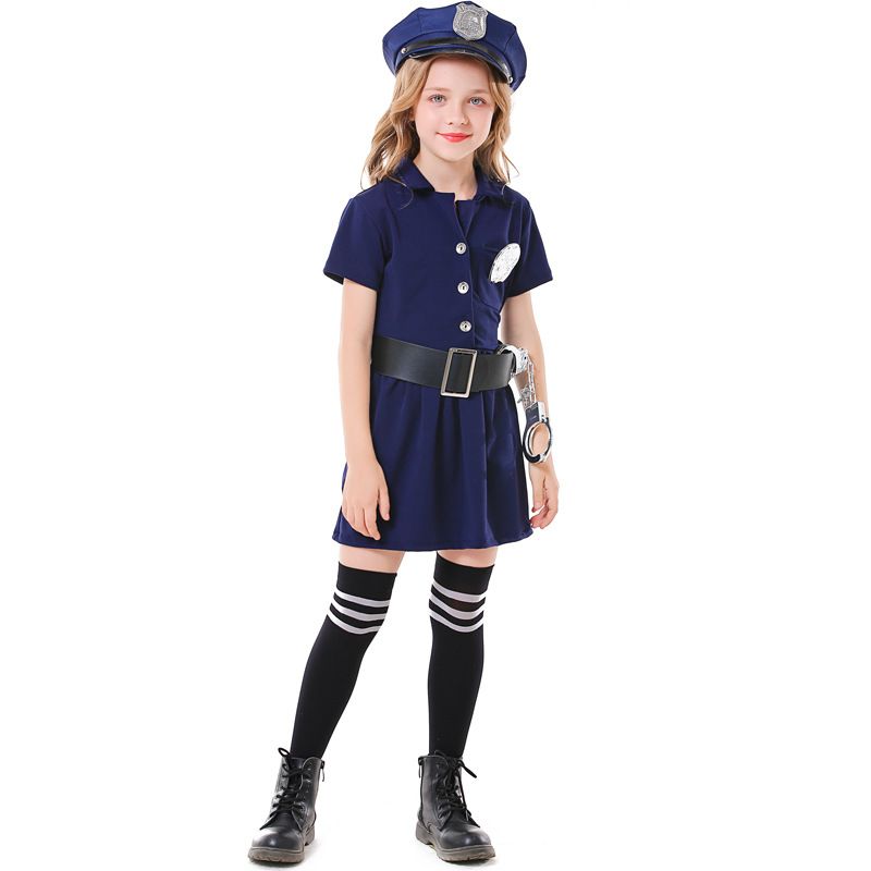 Robe De Policier À Bouton Bleu À La Mode Costume Pour Enfants En Gros Nihaojewelry