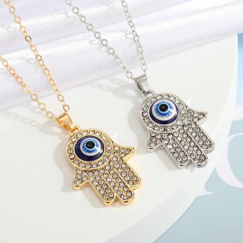 Nouvelle Turquie Démon Eye Diamant Palm Pendentif Collier En Gros Nihaojewelry