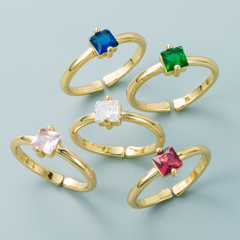 Simple Multi-color Diamond Copper Gold-plated Ring Wholesale Nihaojewelry