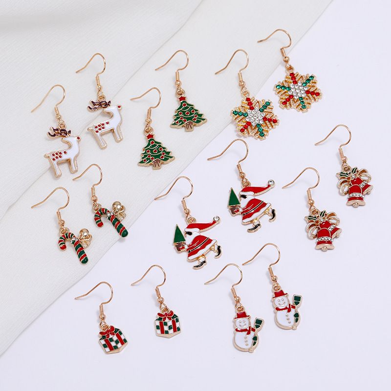 Cartoon Christmas Tree Santa Claus Seris Earrings Wholesale Nihaojewelry