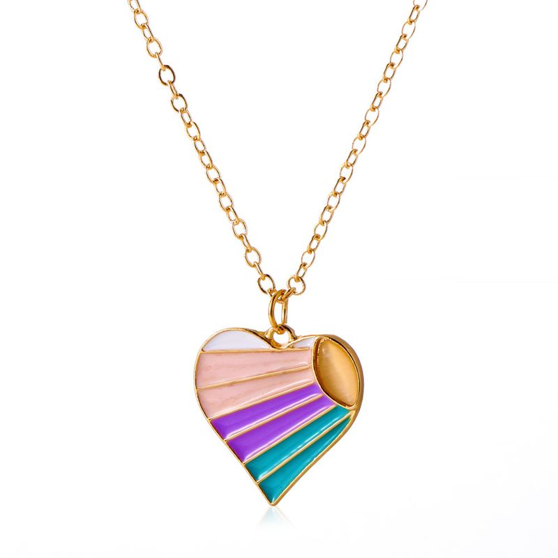 Wholesale Jewelry Dripping Oil Color Heart Pendant Necklace Nihaojewelry