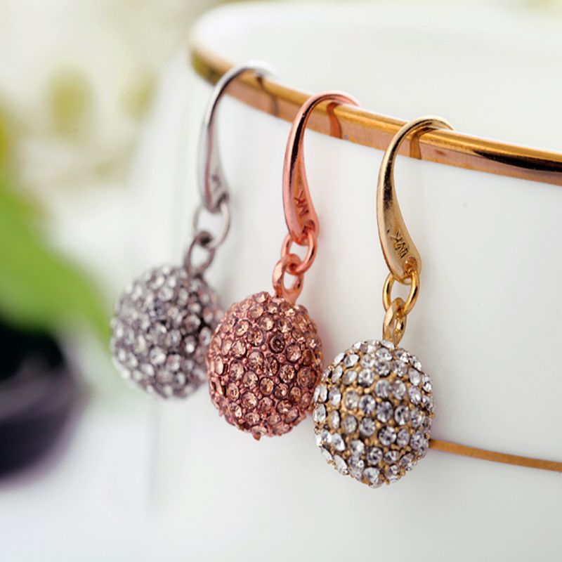 Fashion Inlaid Rhinestone Color Ball Tassel Earrings Wholesale Nihaojewelry
