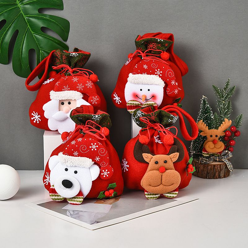 Christmas Three-dimensional Doll Candy Brushed Fabric Bag Decorations Wholesale Nihaojewelry