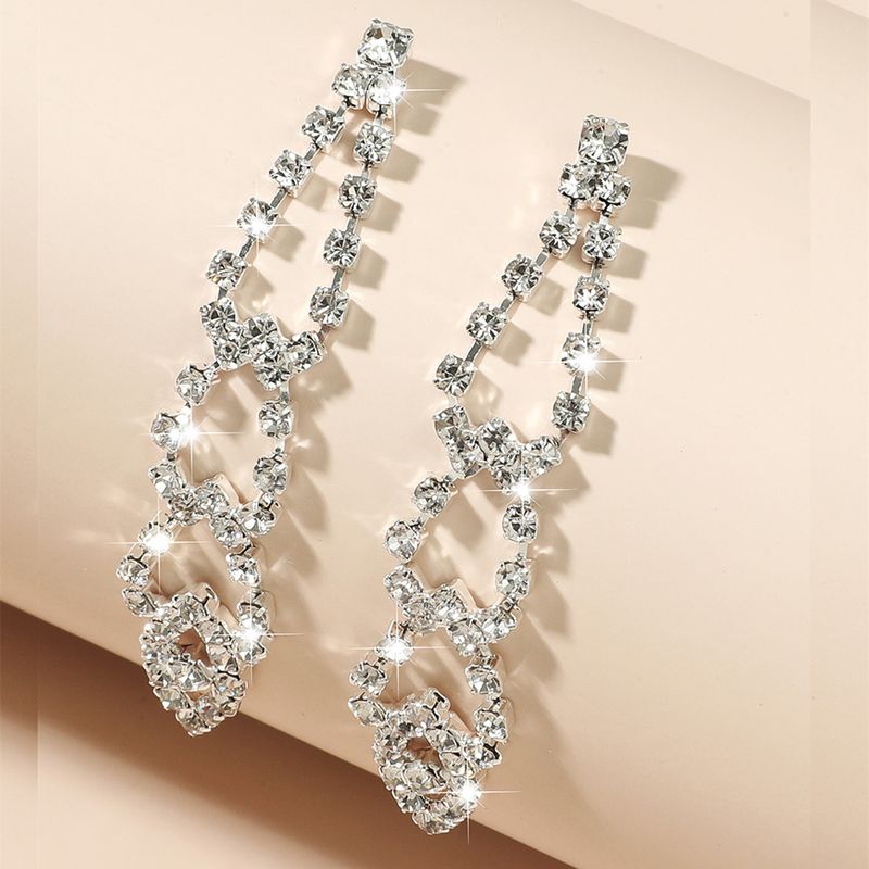 Korean Full Diamond Long Earrings Female 2021 Spring Style Exaggerated Earrings Wholesale