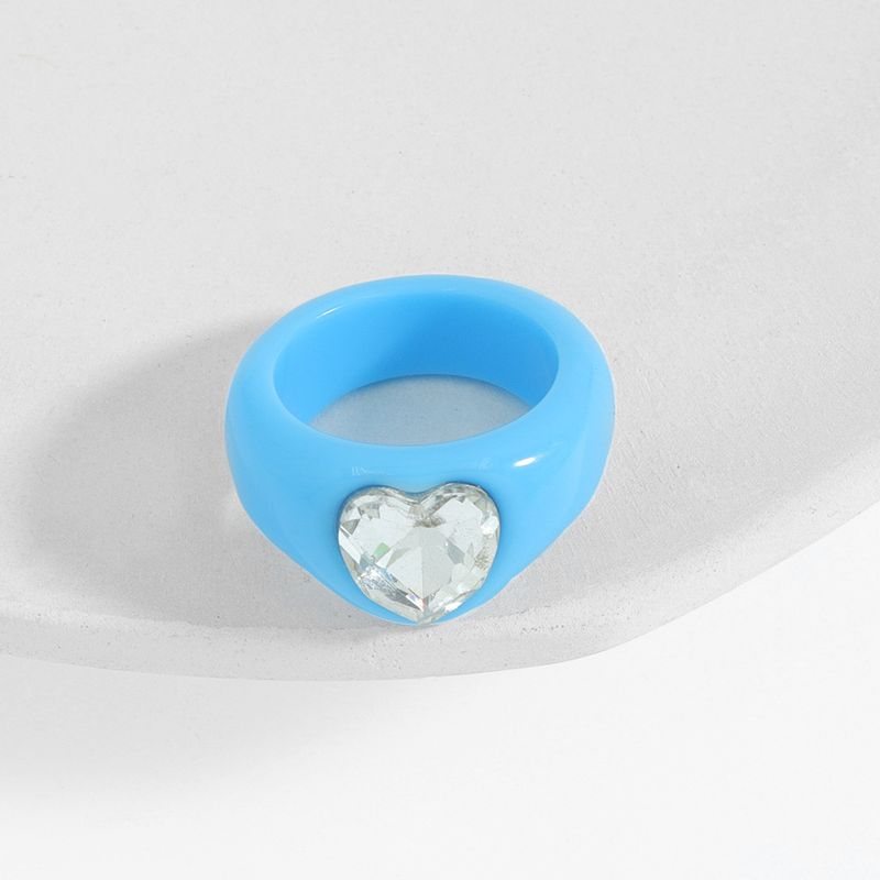 Ins High-profile Figure Ring Female Niche Design Candy Color Resin Tide High Sense Index Finger Ring Resin Little Finger Ring