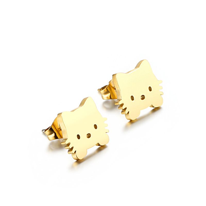 Mode Geometrisch Titan Stahl 18 Karat Vergoldet Ohrringe