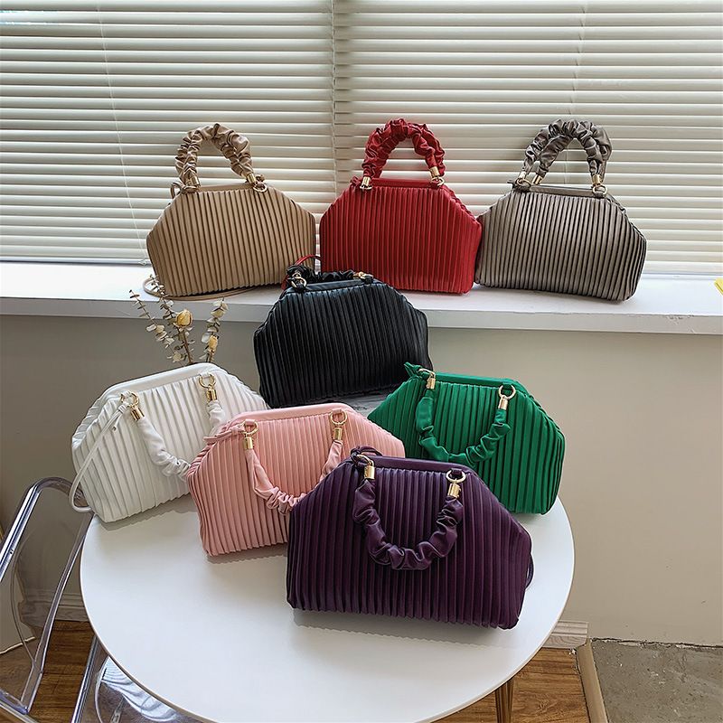 New Fold Cloud-shaped Solid Color Large-capacity Shell Bag Wholesale Nihaojewelry